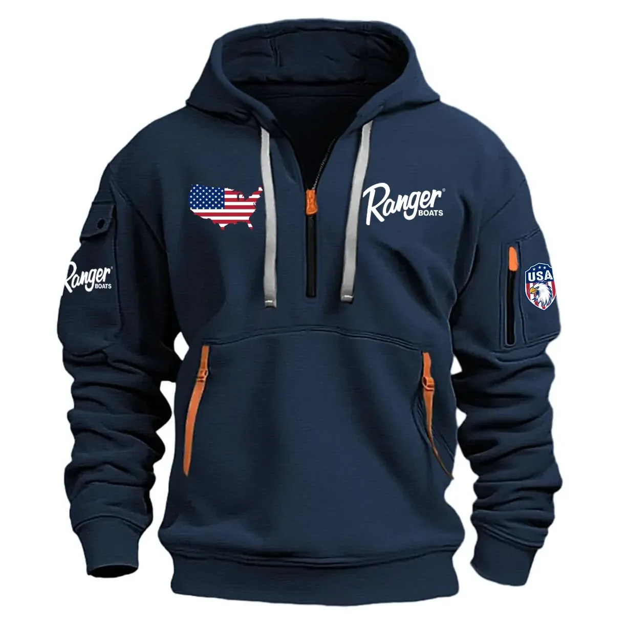 Ranger Boat Exclusive Logo Half Zipper Hoodie HCAH11501RBUS - Ranger Boat Hoodie