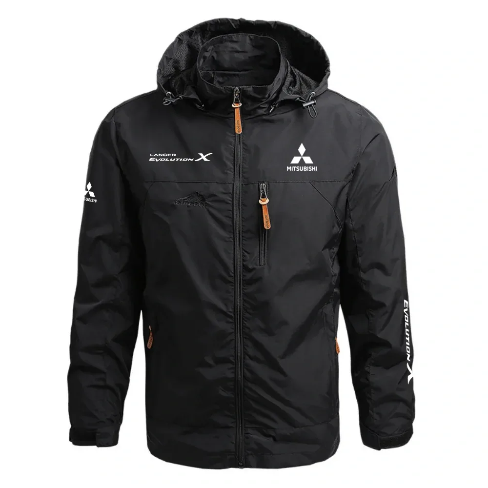 Mitsubishi Lancer Evolution Waterproof Outdoor Jacket Detachable Hood Windbreaker HTWOJMSBLAN - Mitsubishi Jacket