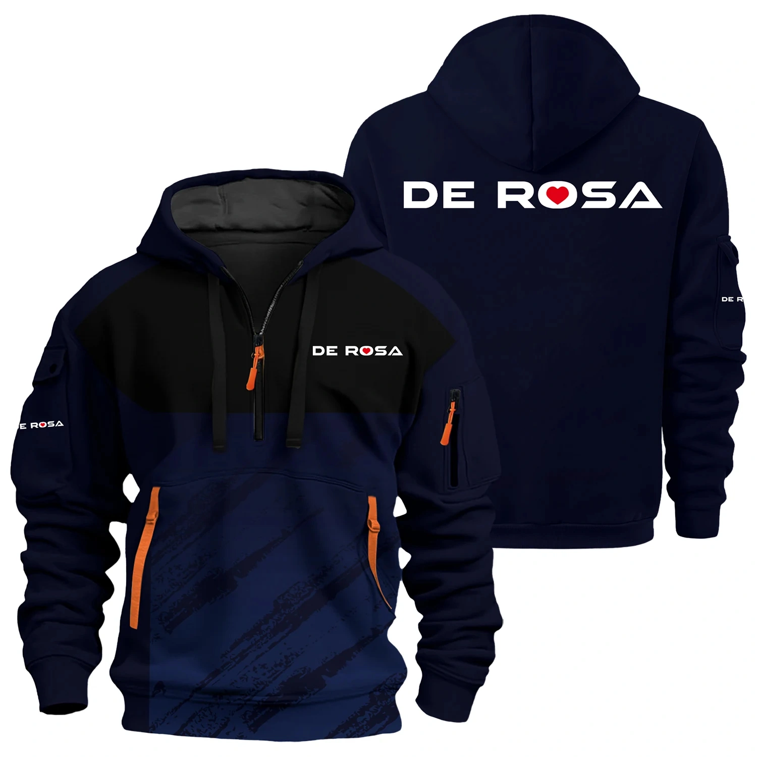 De Rosa Exclusive Logo Half Zipper Hoodie OSMTBHHZ3D121104DRZ - De Rosa Hoodie