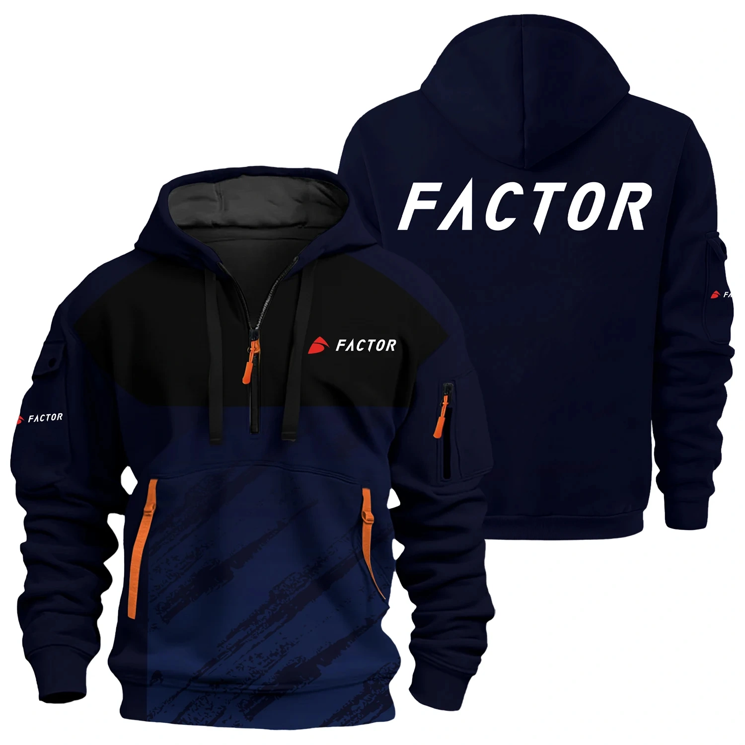Factor Exclusive Logo Half Zipper Hoodie OSMTBHHZ3D121104FAZ - Factor Hoodie
