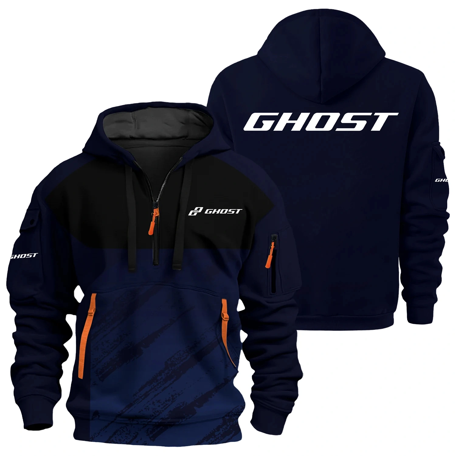 Ghost Exclusive Logo Half Zipper Hoodie OSMTBHHZ3D121104GHZ - Ghost Hoodie