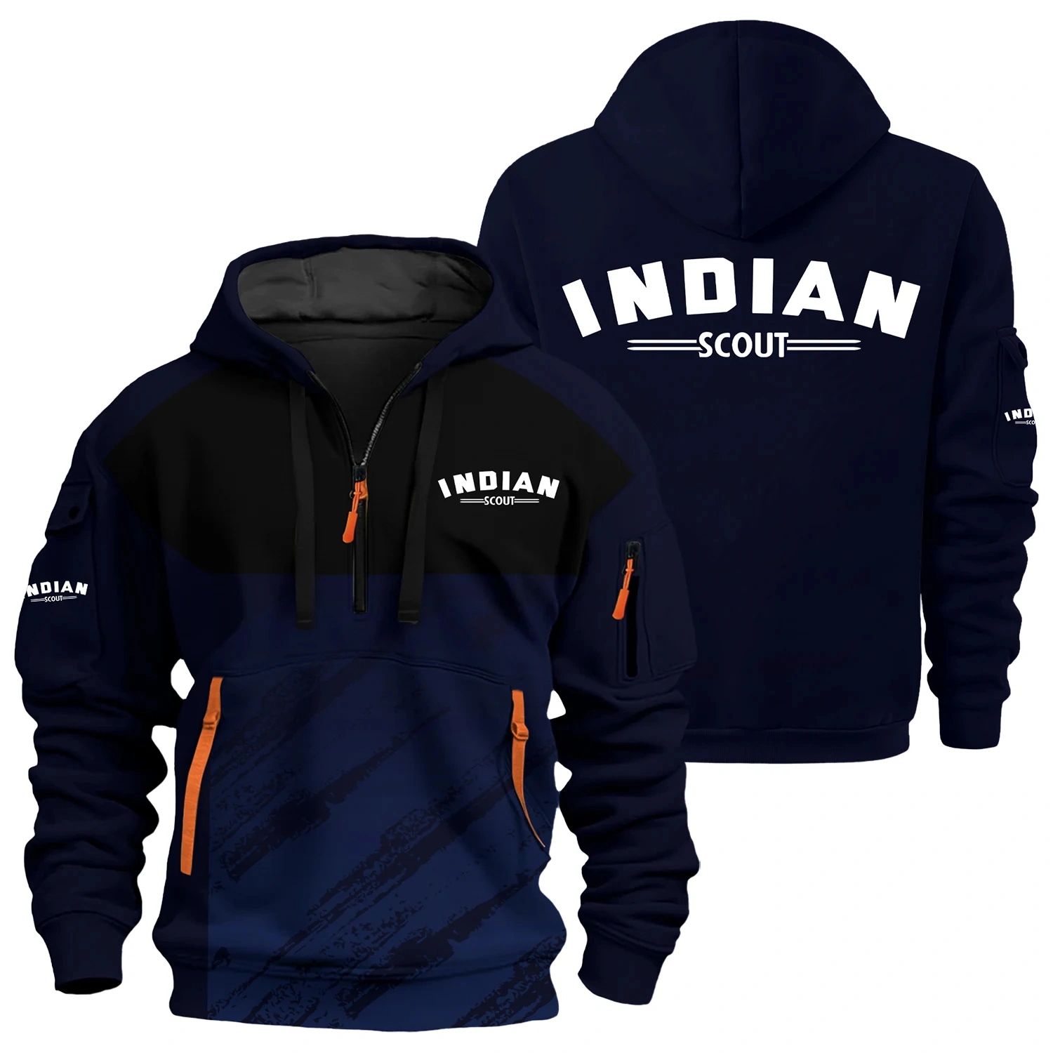 Indian Scout Exclusive Logo Half Zipper Hoodie OSMTBHHZ3D121104ISZ - Indian Scout Hoodie