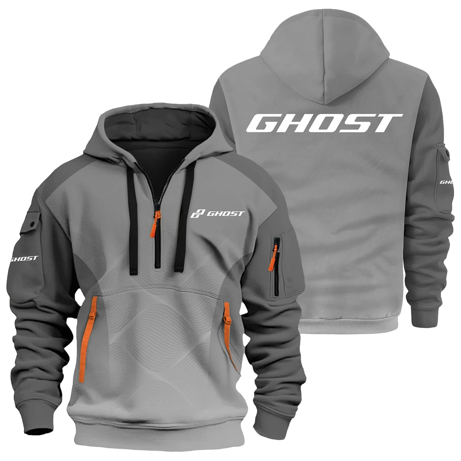 Ghost Exclusive Logo Half Zipper Hoodie OSMTBHHZ3D121105GHZ - Ghost Hoodie