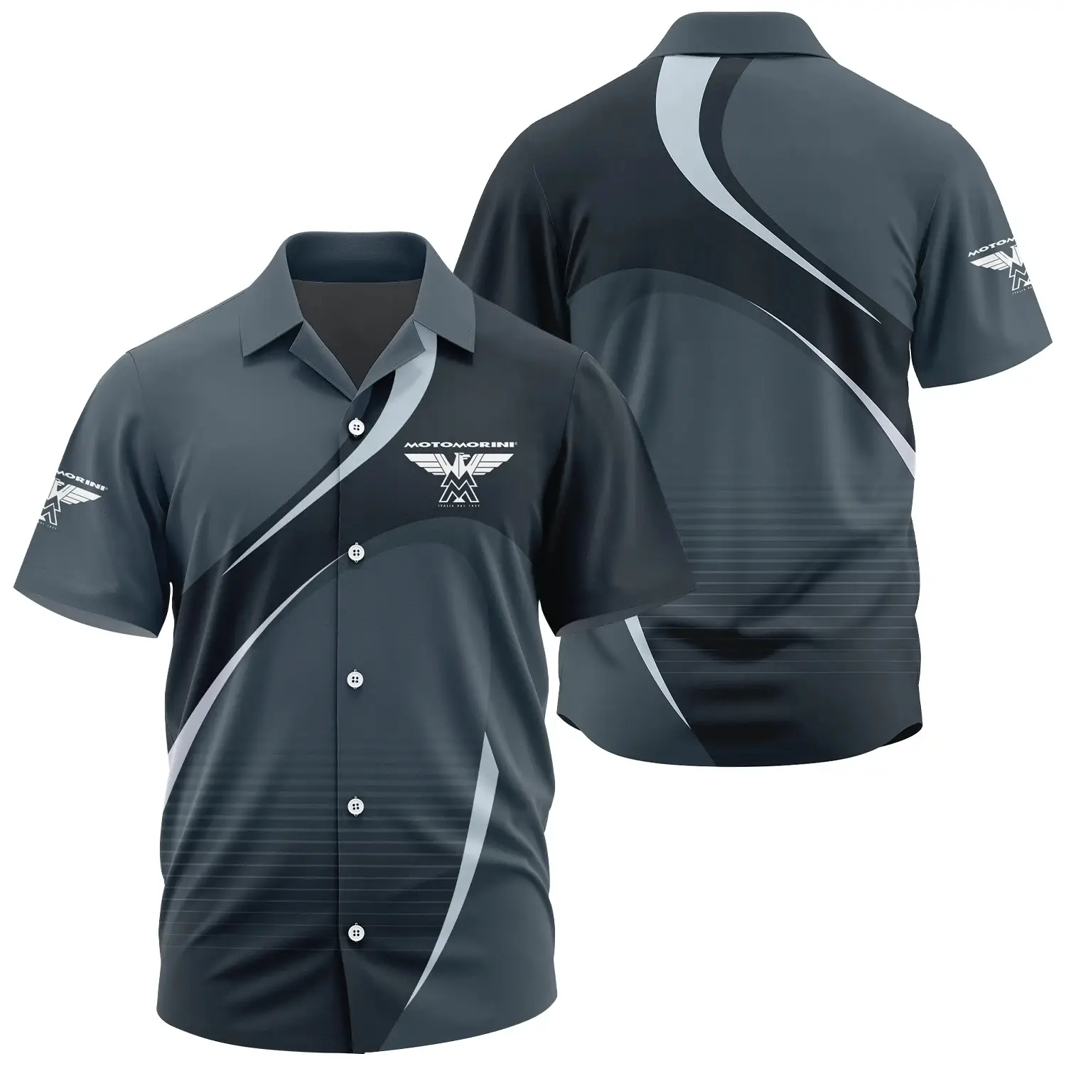 Moto Morini Exclusive Logo Short Sleeve Camp Collar Shirt OSMTBHWS001MMZ - Moto Morini Shirt - Moto Morini Shirt
