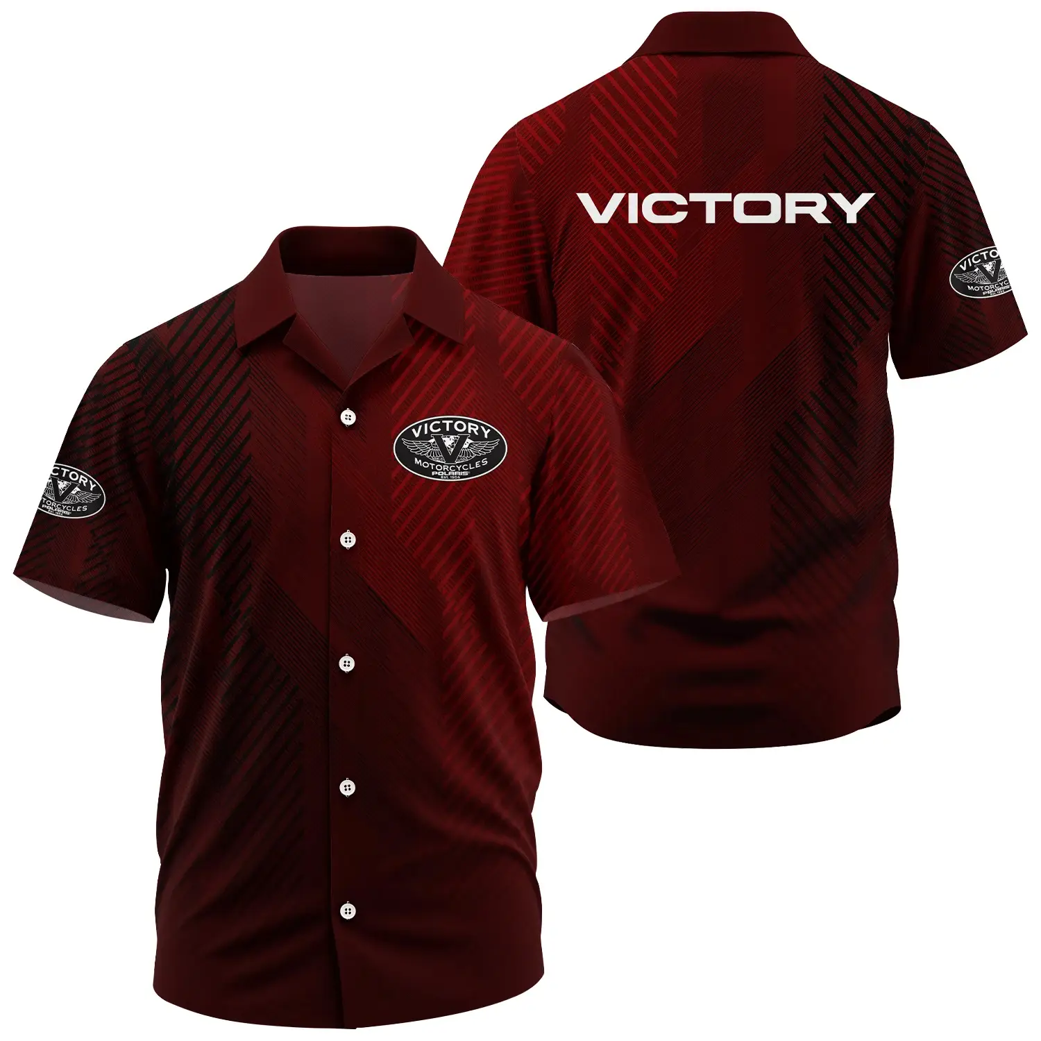 Victory Motorcycles Exclusive Logo Short Sleeve Camp Collar Shirt OSMTBHWS006VMZ - Victory Motorcycles Shirt - Victory Motorcycles Shirt