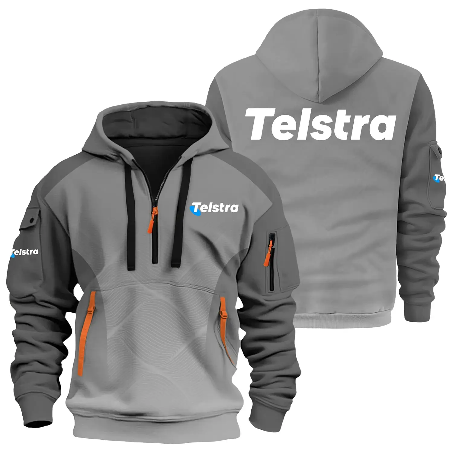 Telstra Exclusive Logo Half Zipper Hoodie OUAS3DHHZ005TTZ - Telstra Hoodie