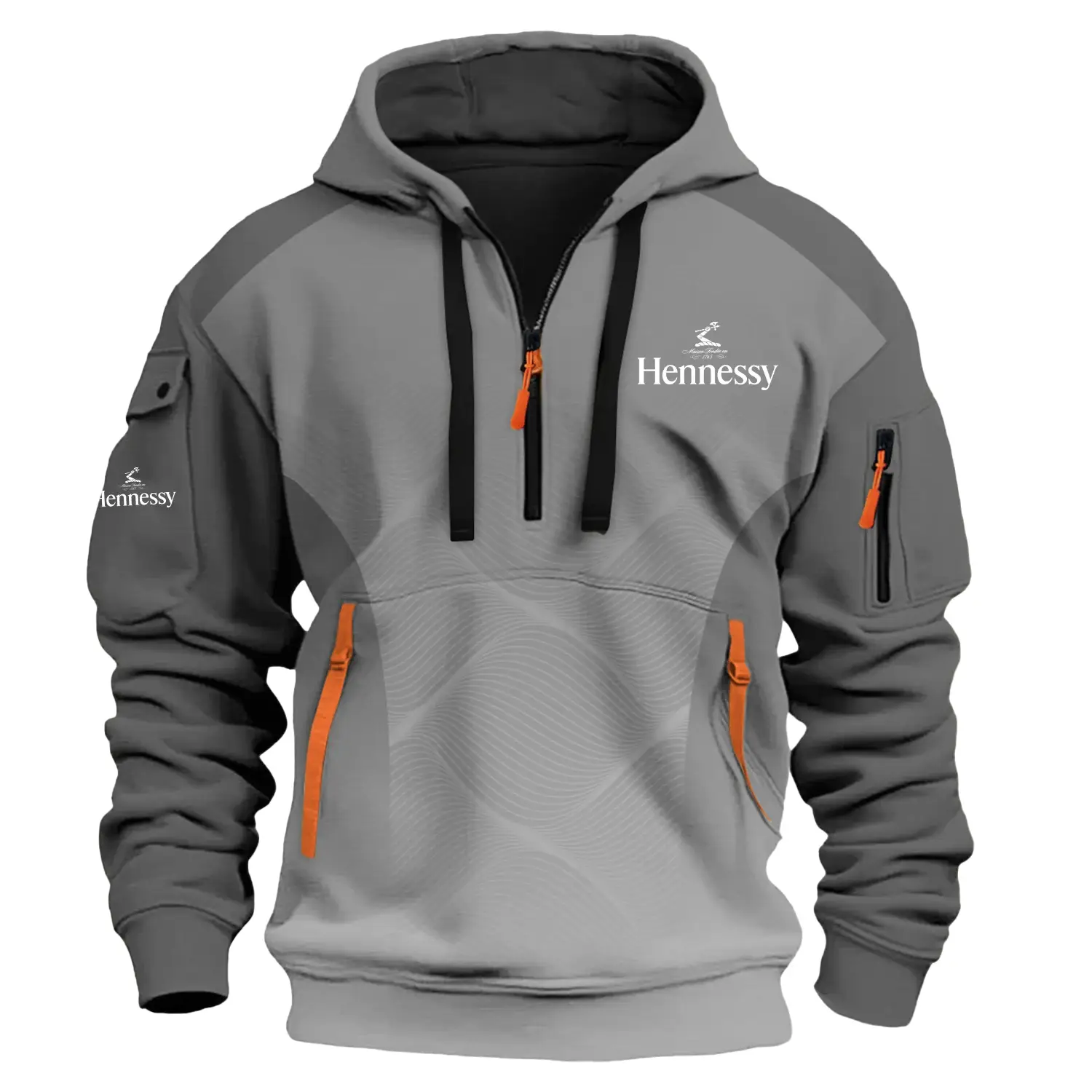 Hennessy Exclusive Logo Half Zipper Hoodie OUEU3DHHZ005HNZ - Hennessy Hoodie