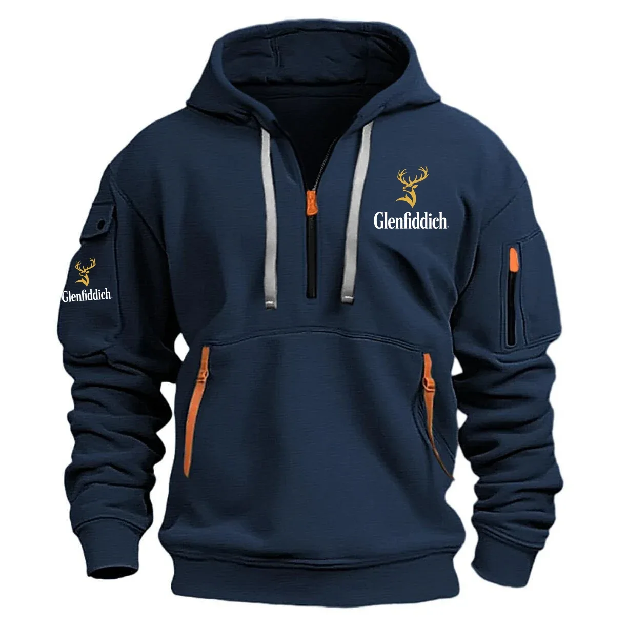 Glenfiddich Exclusive Logo Half Zipper Hoodie OUEUHHZ2705GDZ - Glenfiddich Hoodie