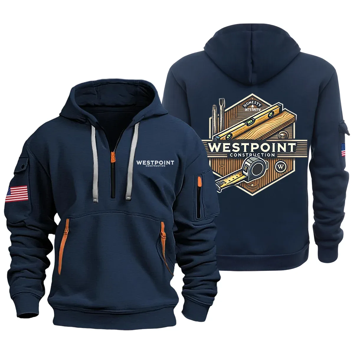 Westpoint Construction Exclusive Logo Half Zipper Hoodie OUFAHHZ0819WCZ - Westpoint Construction Hoodie