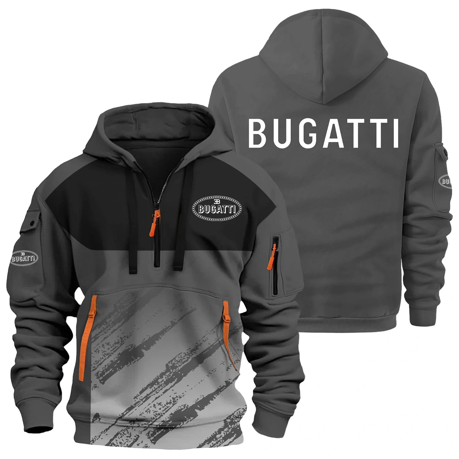 Bugatti Exclusive Logo Half Zipper Hoodie OUFAHHZ3D081904BGZ - Bugatti Hoodie