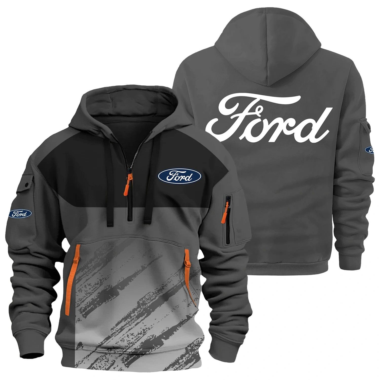 Ford Exclusive Logo Half Zipper Hoodie OUFAHHZ3D081904F1Z - Ford Hoodie