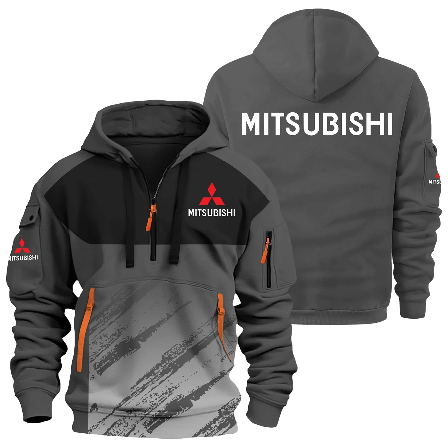 Mitsubishi Exclusive Logo Half Zipper Hoodie OUFAHHZ3D081904MSBZ - Mitsubishi Hoodie