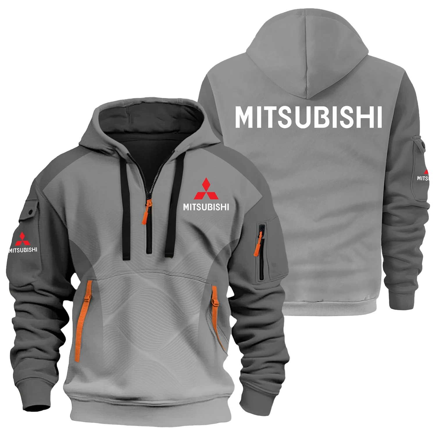 Mitsubishi Exclusive Logo Half Zipper Hoodie OUFAHHZ3D081905MSBZ - Mitsubishi Hoodie