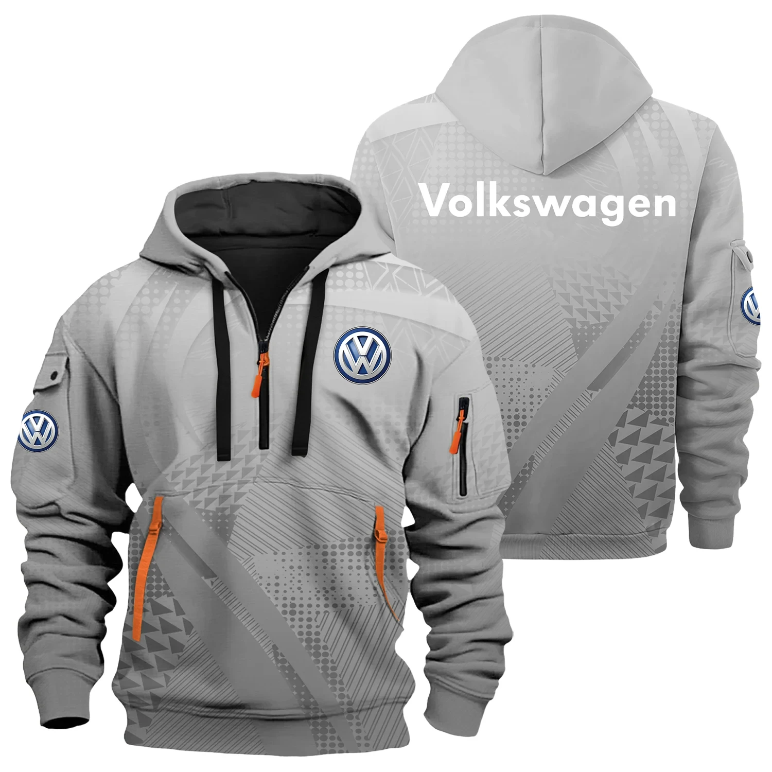 Volkswagen Exclusive Logo Half Zipper Hoodie OUFAHHZ3D081907VWZ - Volkswagen Hoodie