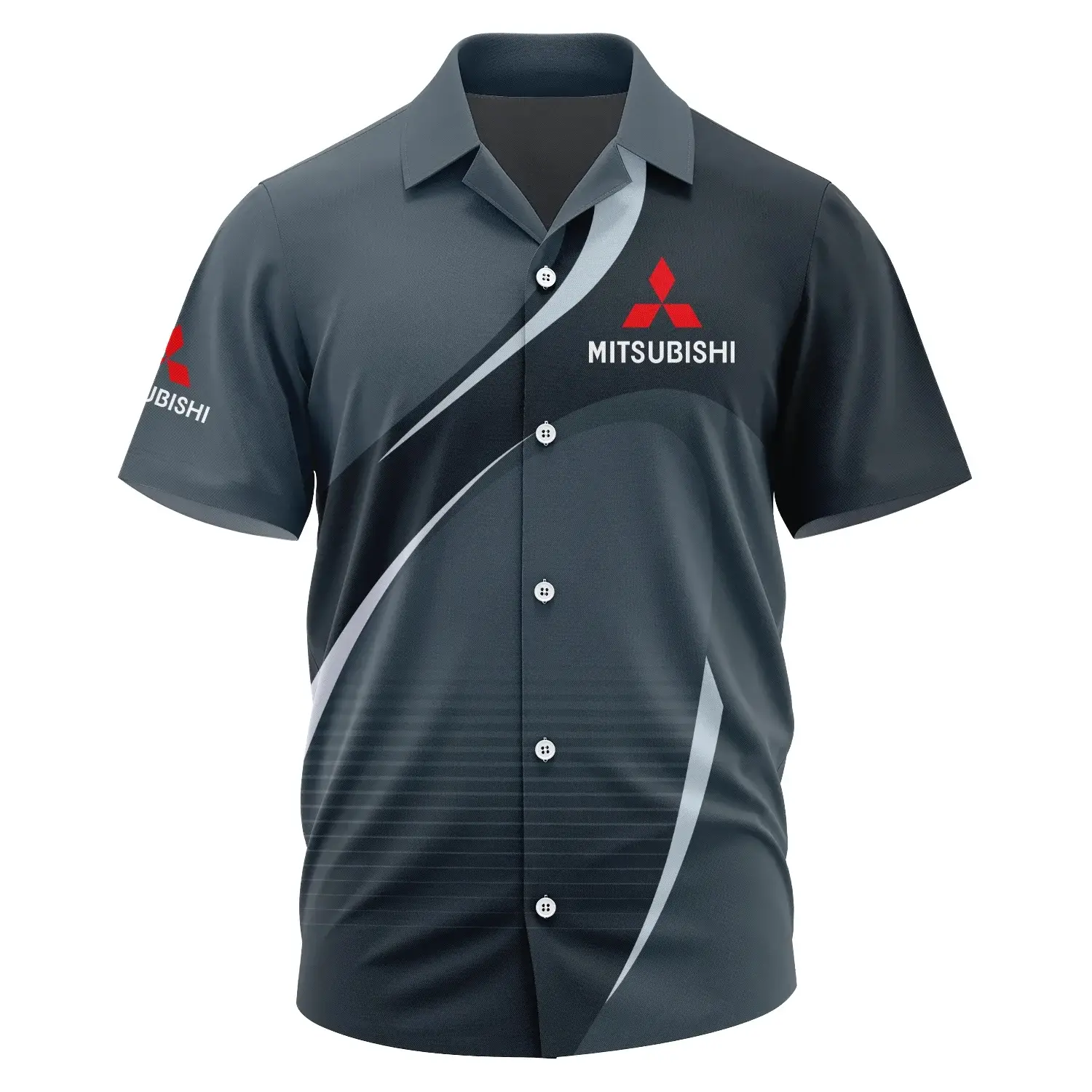 Mitsubishi Exclusive Logo Short Sleeve Camp Collar Shirt OUFAHWS3D081901MSBZ - Mitsubishi Shirt