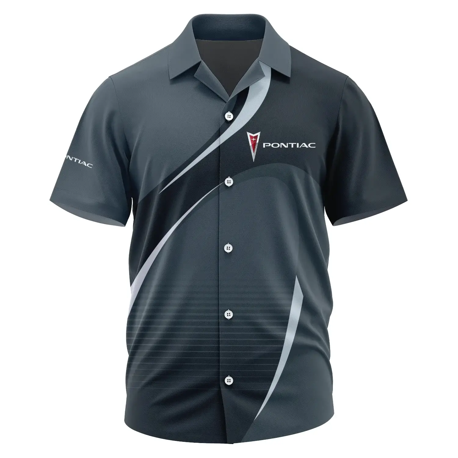 Pontiac Exclusive Logo Short Sleeve Camp Collar Shirt OUFAHWS3D081901PIZ - Pontiac Shirt