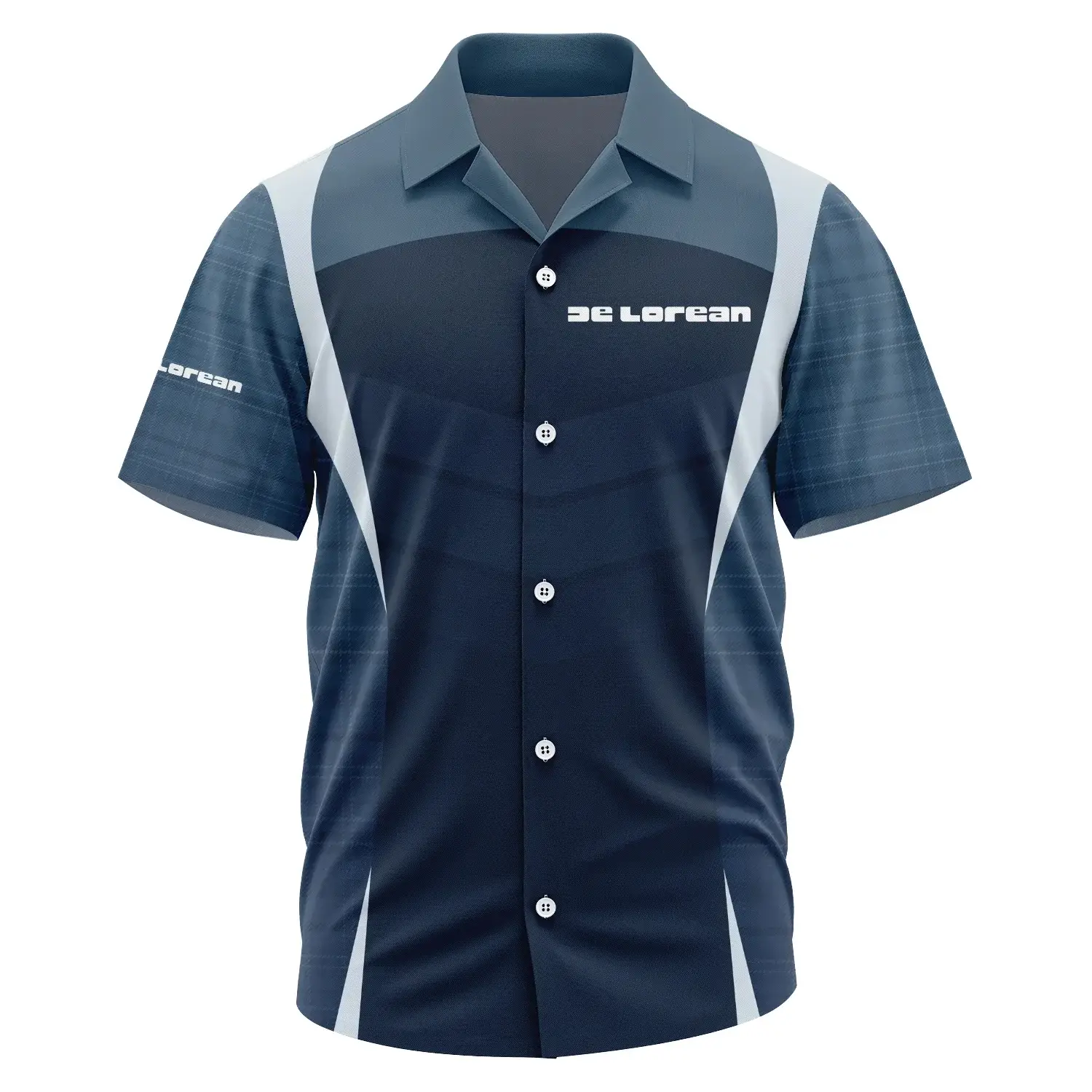 DeLorean Exclusive Logo Short Sleeve Camp Collar Shirt OUFAHWS3D081903DLZ - DeLorean Shirt