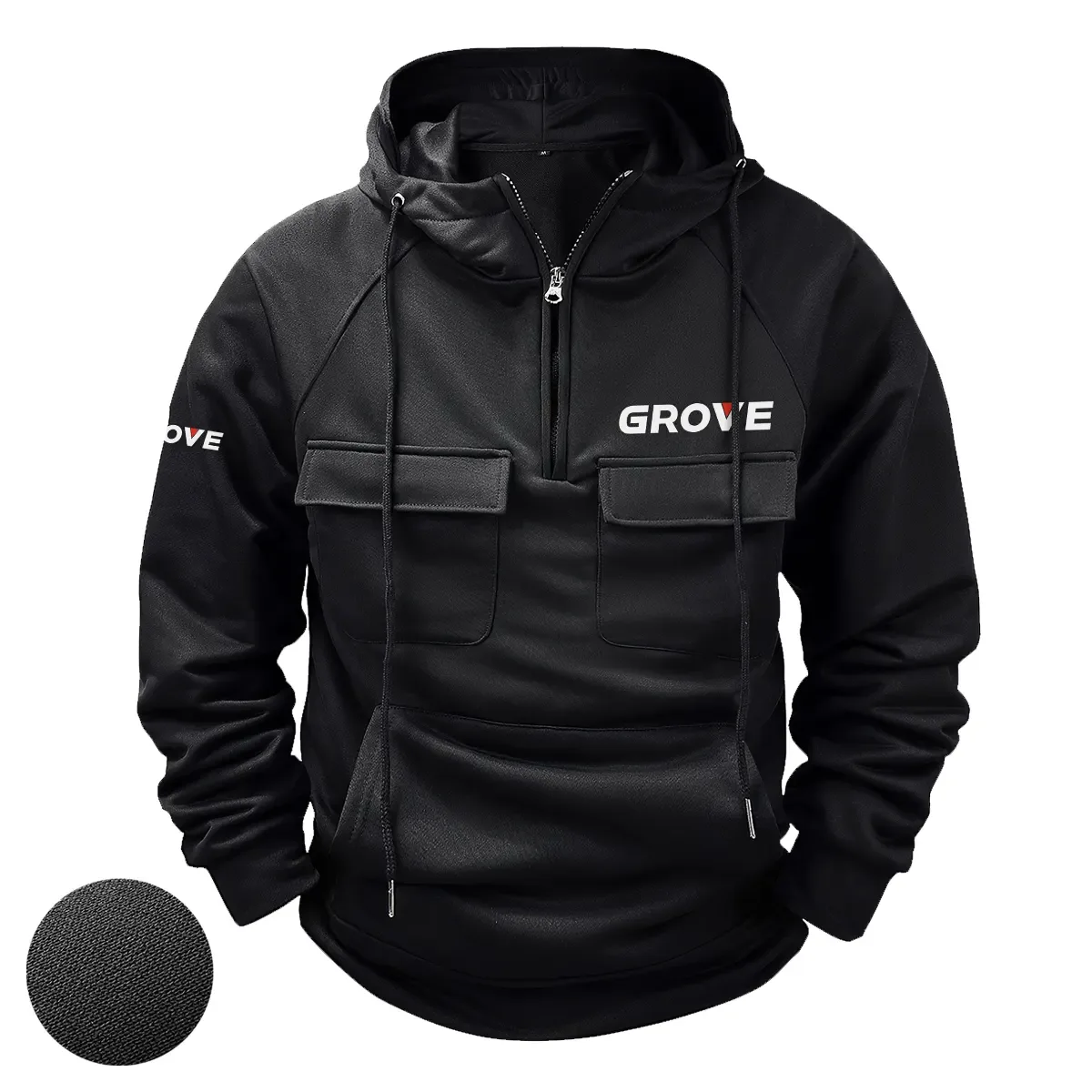 Grove Exclusive Logo Tactical Quarter Zip Hoodie OUFATQZ0819GVZ - Grove Hoodie