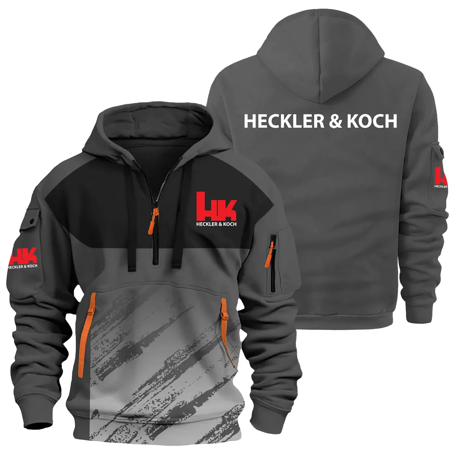 Heckler & Koch Exclusive Logo Half Zipper Hoodie OUHU3DHHZ04HKZ - Heckler & Koch Hoodie