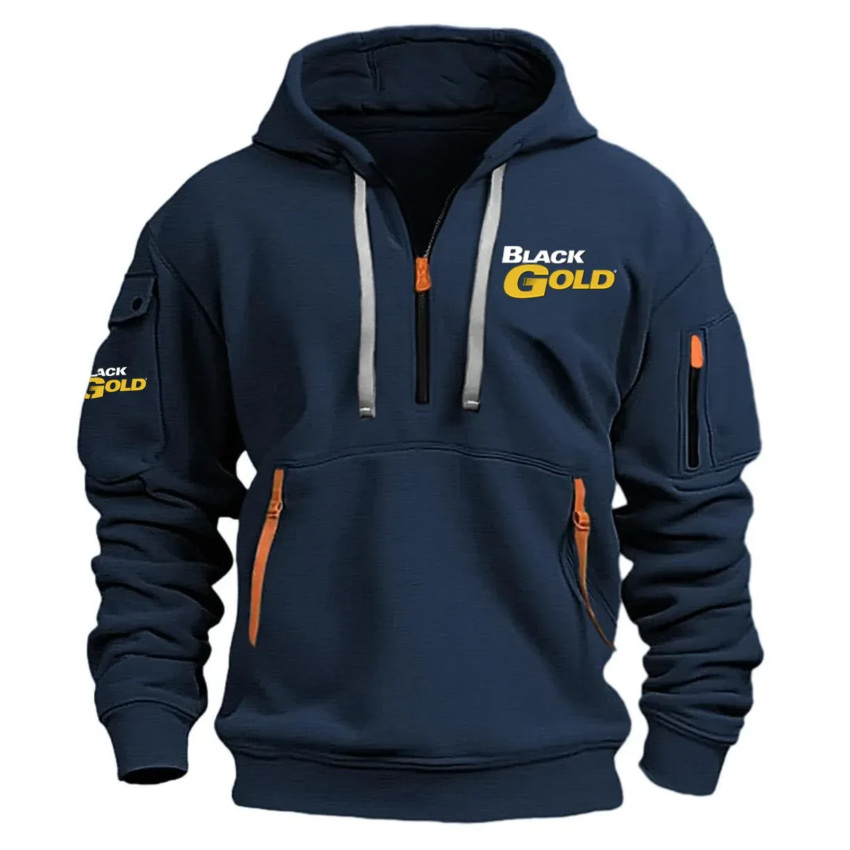 Black Gold Sights Exclusive Logo Half Zipper Hoodie OUHUHHZ0815BDZ - Black Gold Sights Hoodie