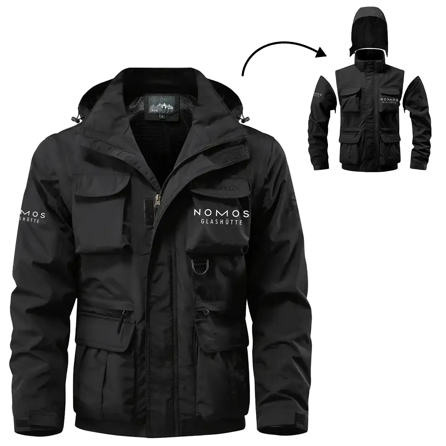 Nomos Exclusive Logo Waterproof Multi Pocket Jacket Detachable Hood and Sleeves OUWCMPJ0805NMZ - Nomos Jacket