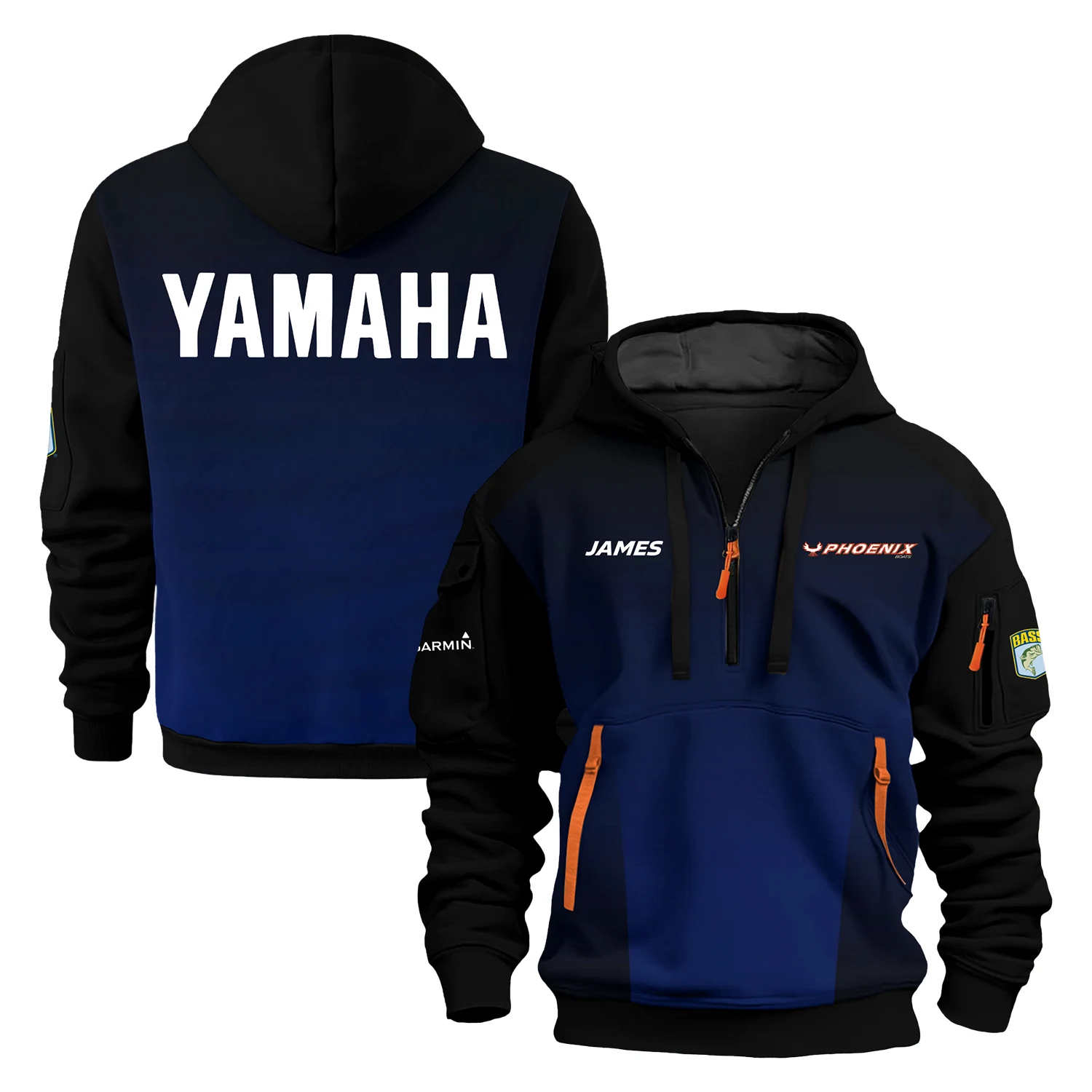 Phoenix Yamaha Garmin B.A.S.S. Nation Exclusive Logo Half Zipper Hoodie TTFSHHZ3D081902YGPBNZ - Phoenix Yamaha Garmin B.A.S.S. Nation Hoodie