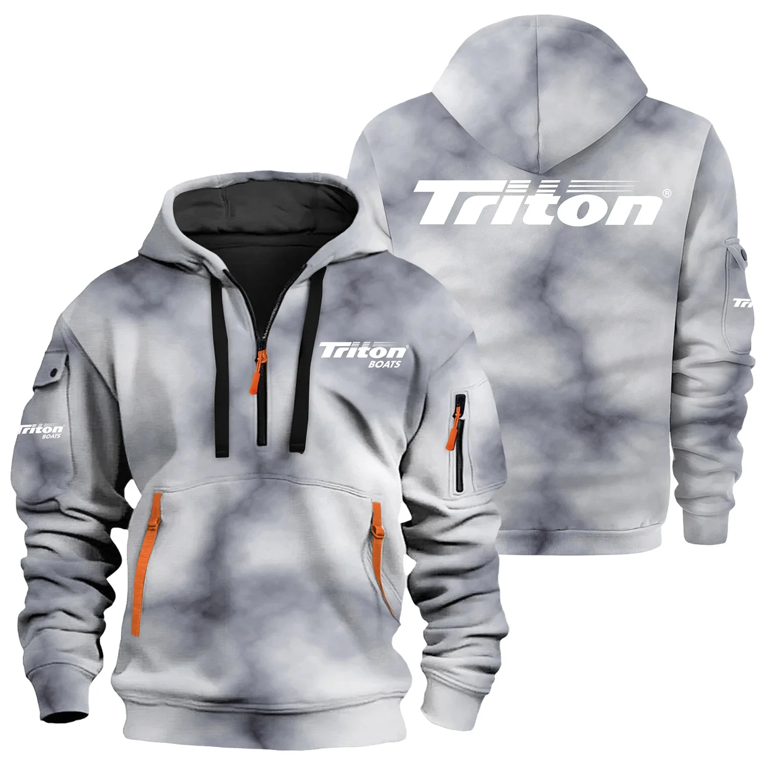 Triton Exclusive Logo Half Zipper Hoodie TTFSHHZ3D081906TBZ - Triton Hoodie