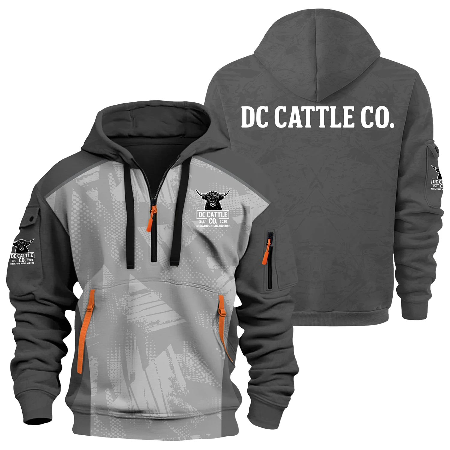 DC Cattle Exclusive Logo Half Zipper Hoodie TTFSHHZ3D081910DCCZ-B - DC Cattle Hoodie