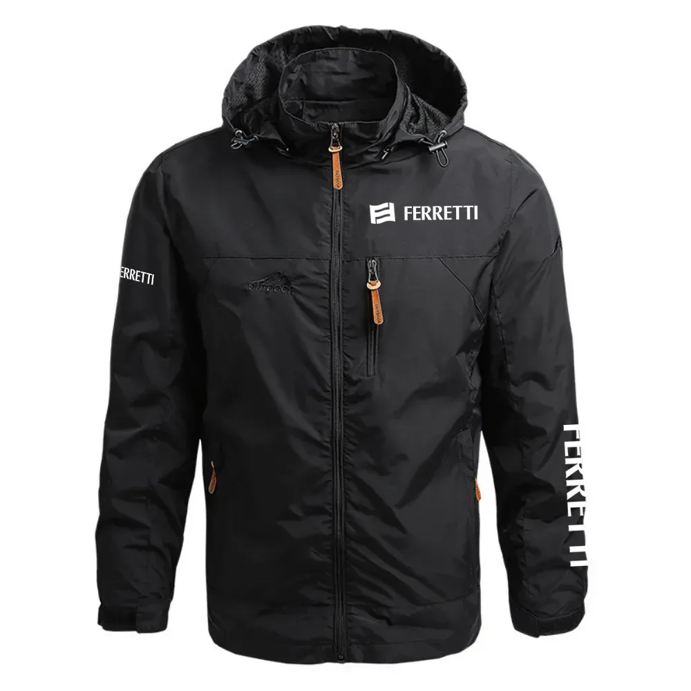 Ferretti Exclusive Logo Waterproof Outdoor Jacket Detachable Hood TTFSWOJ2510FTZ - Ferretti Jacket