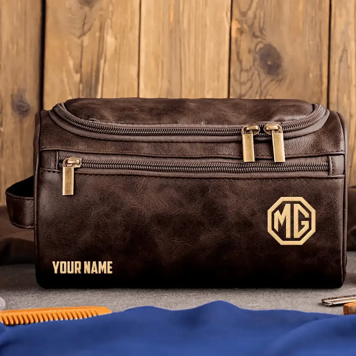 MG Cars Exclusive Logo Leather Toiletry Bag OUFALB0819MGZ - MG Cars Bag