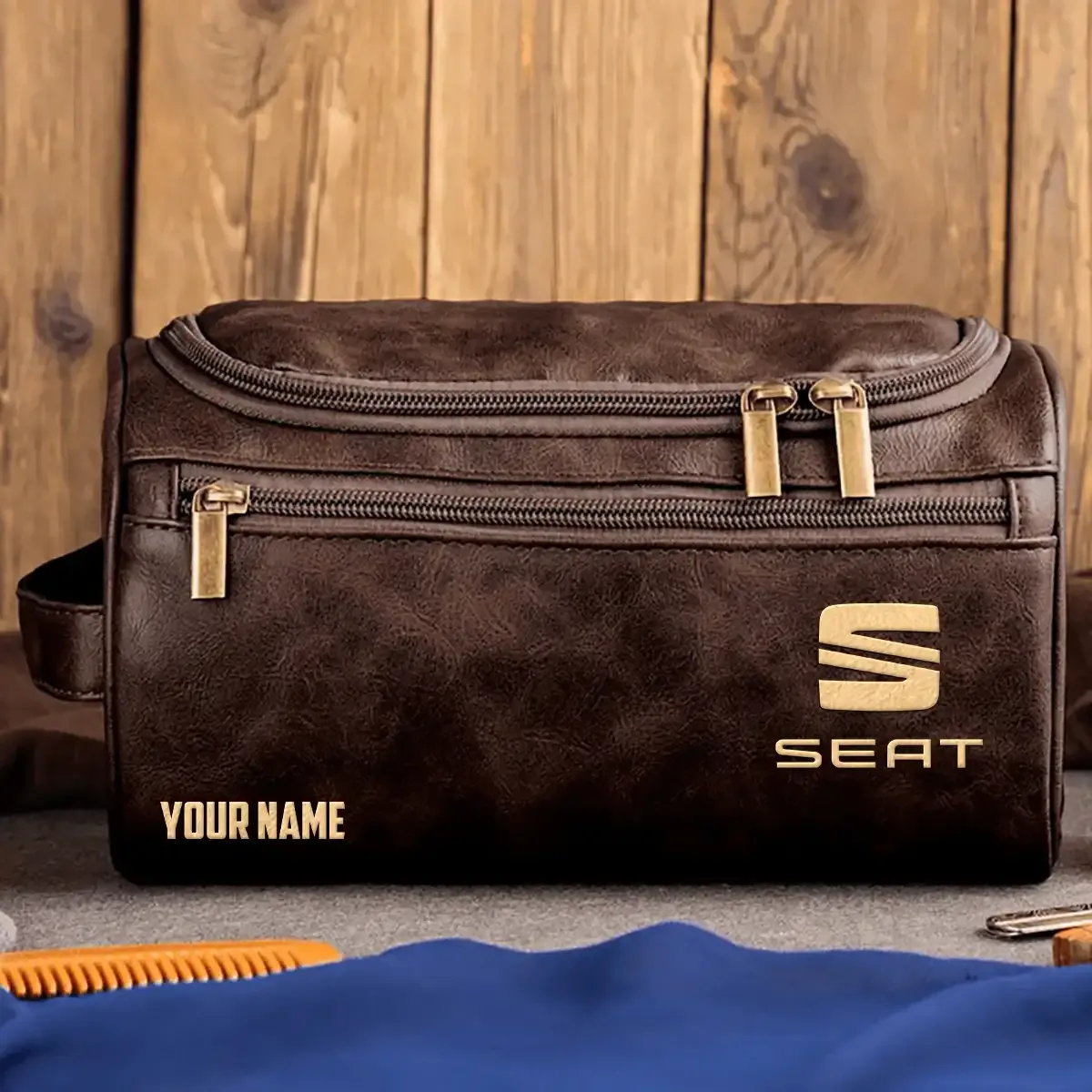 SEAT Cars Exclusive Logo Leather Toiletry Bag OUFALB0819SETZ - SEAT Cars Bag
