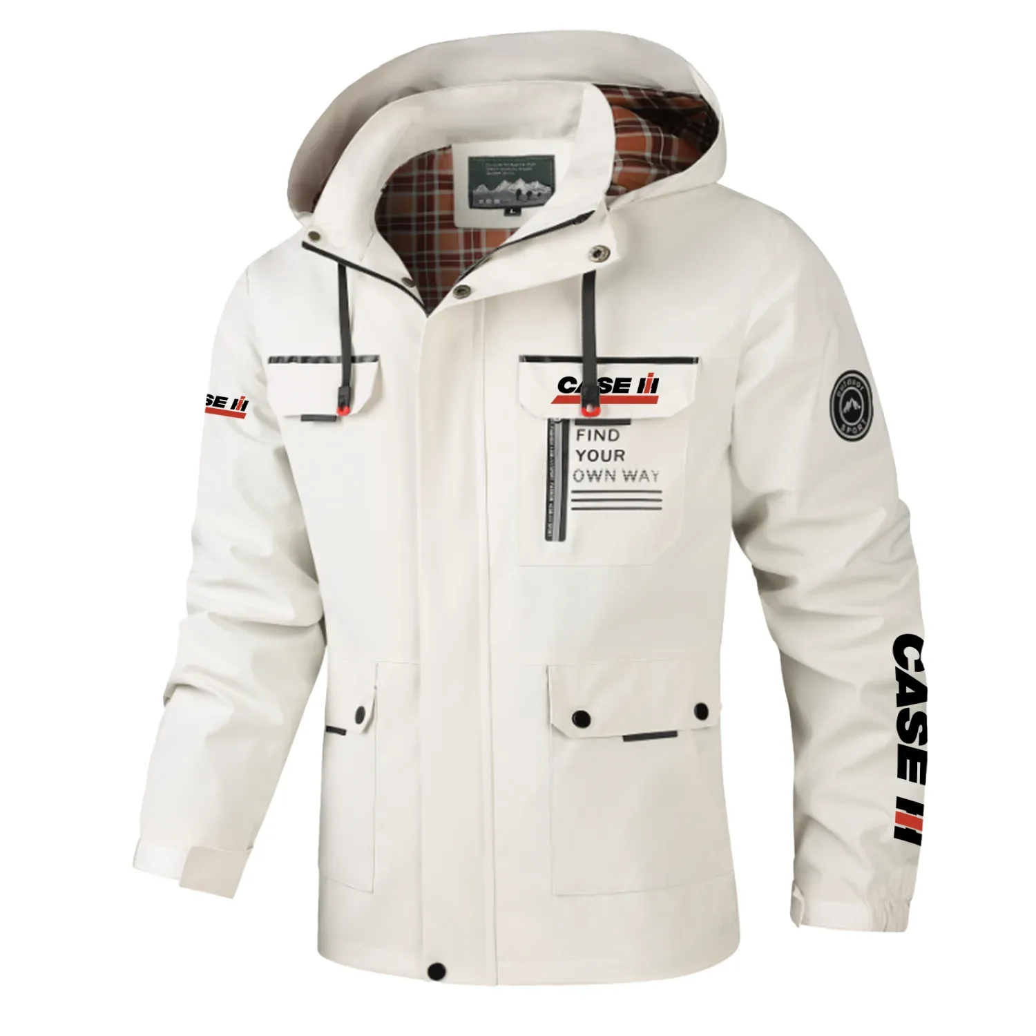 Case IH Exclusive Logo Multi-Pocket Windbreaker Jacket, Waterproof, Detachable Hood Coat OUFASJ0819CIZ - Case IH Gift