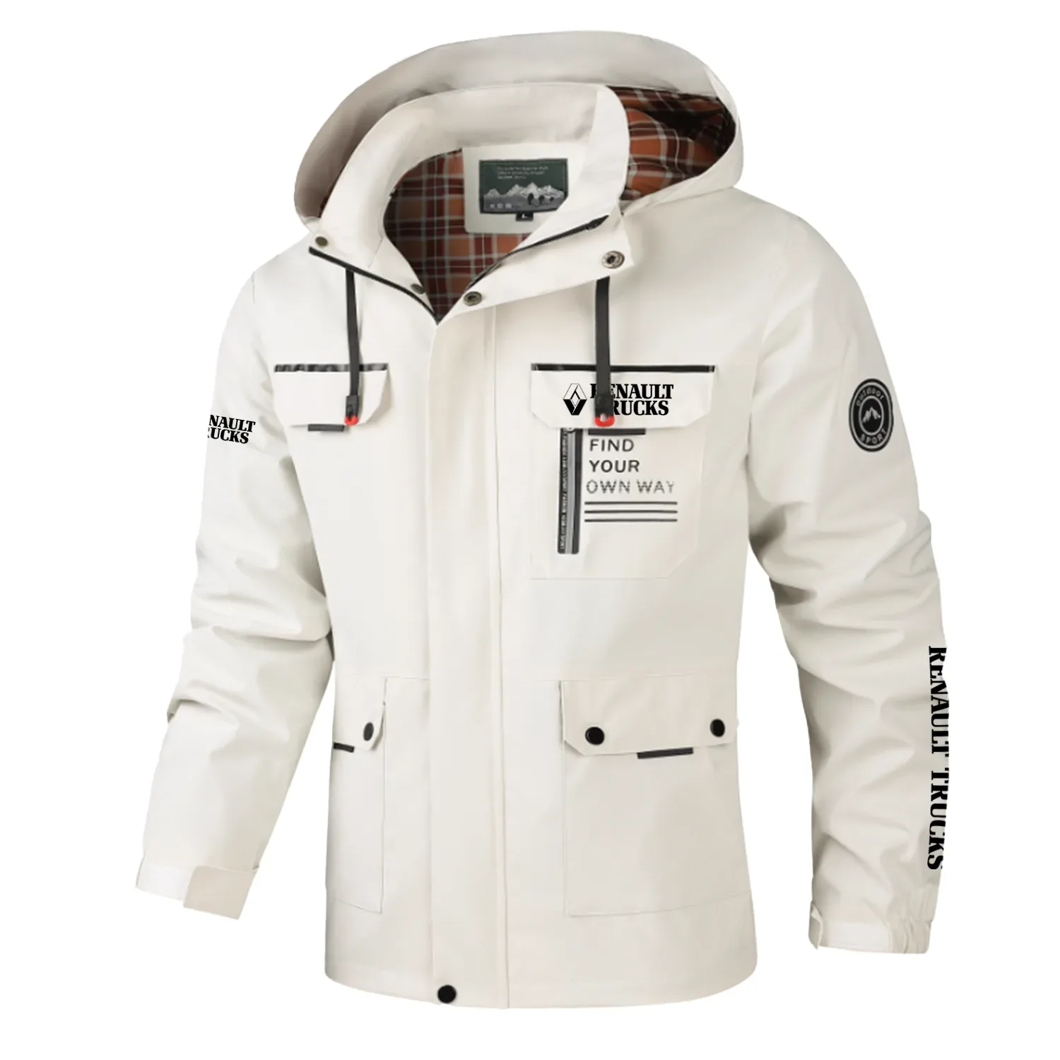 Renault Trucks Exclusive Logo Multi-Pocket Windbreaker Jacket, Waterproof, Detachable Hood Coat OUFASJ0819RTZ - Renault Trucks Gift
