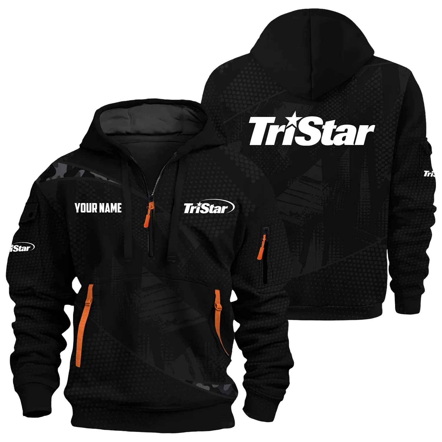 TriStar Arms Exclusive Hoodie Half Zipper OUHU3DHHZ12TAZ - TriStar Arms Hoodie