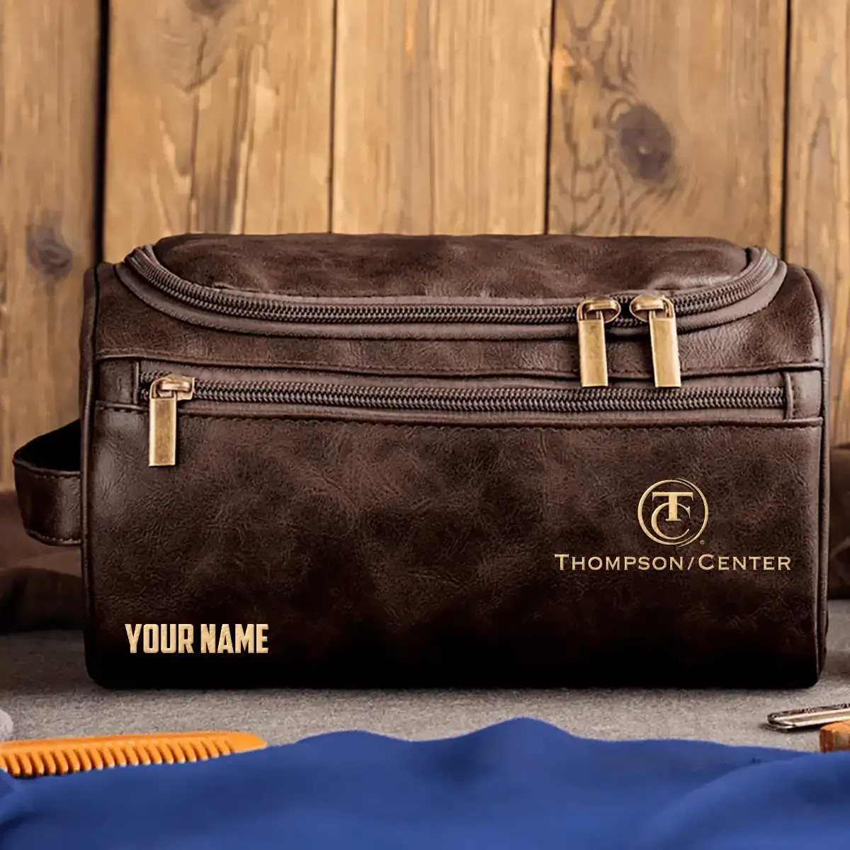 Thompson/Center Exclusive Logo Leather Toiletry Bag OUHULB0815TCZ - Thompson/Center Bag
