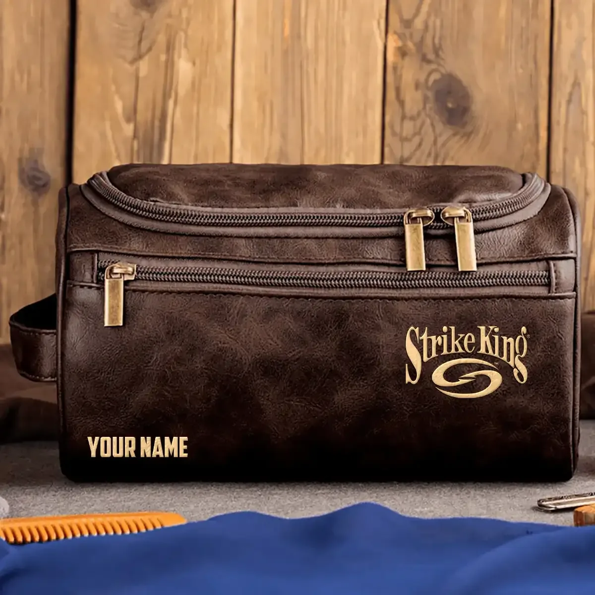 Strike King Exclusive Logo Leather Toiletry Bag TTFSLB0819SKZ - Strike King Bag