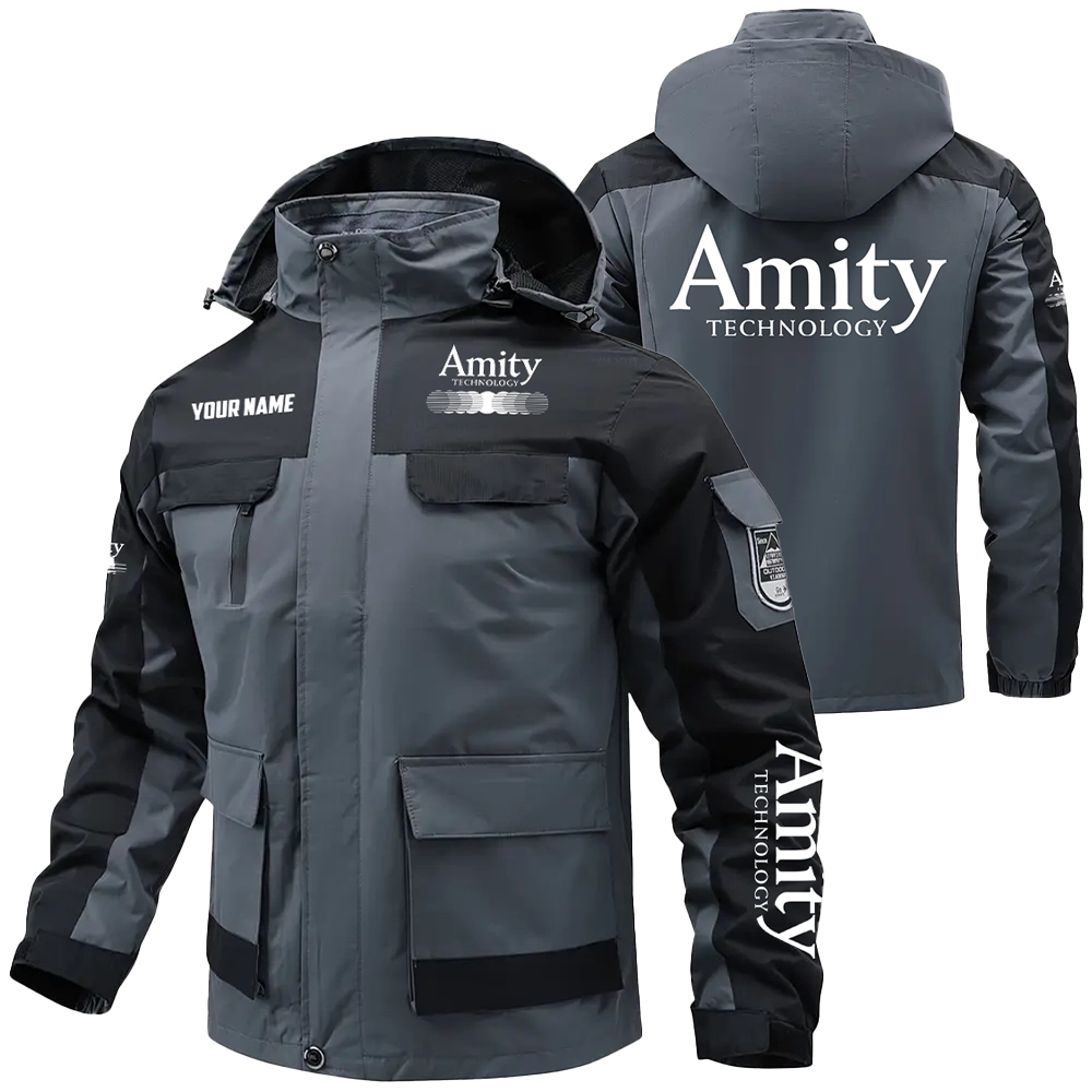 Amity Technology Exclusive Logo Water Resistant Outdoor Jacket Detachable Hood OUFAV203A0819ATZ - Amity Technology Jacket