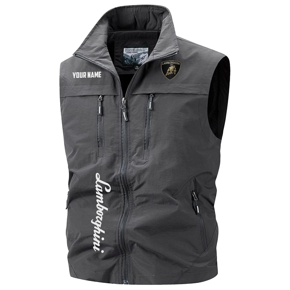 Lamborghini Exclusive Logo Multi-Pocket Sleeveless Vest OUFAV2100819LBGZ - Lamborghini Vest