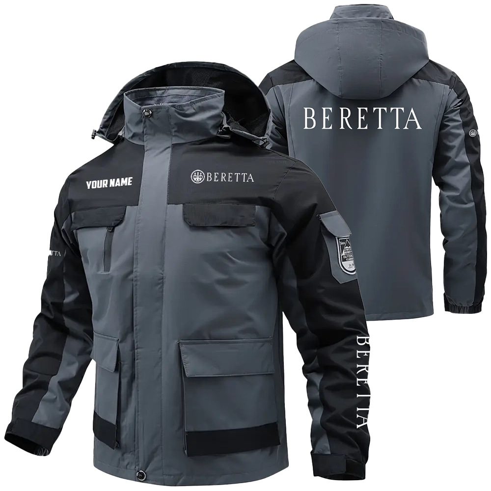 Beretta Exclusive Logo Water Resistant Outdoor Jacket Detachable Hood OUHUV203A0815BEZ - Beretta Jacket