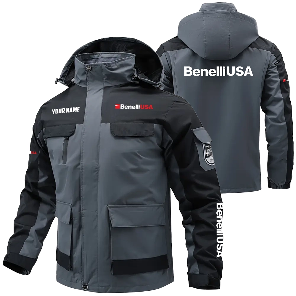 Benelli USA Exclusive Logo Water Resistant Outdoor Jacket Detachable Hood OUHUV203A0815BUZ - Benelli USA Jacket