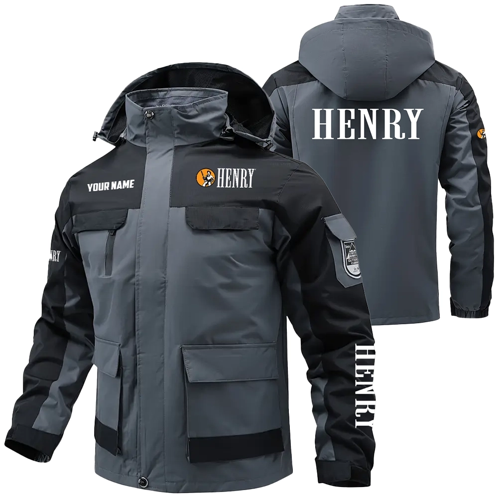 Henry Repeating Arms Exclusive Logo Water Resistant Outdoor Jacket Detachable Hood OUHUV203A0815HAZ - Henry Repeating Arms Jacket