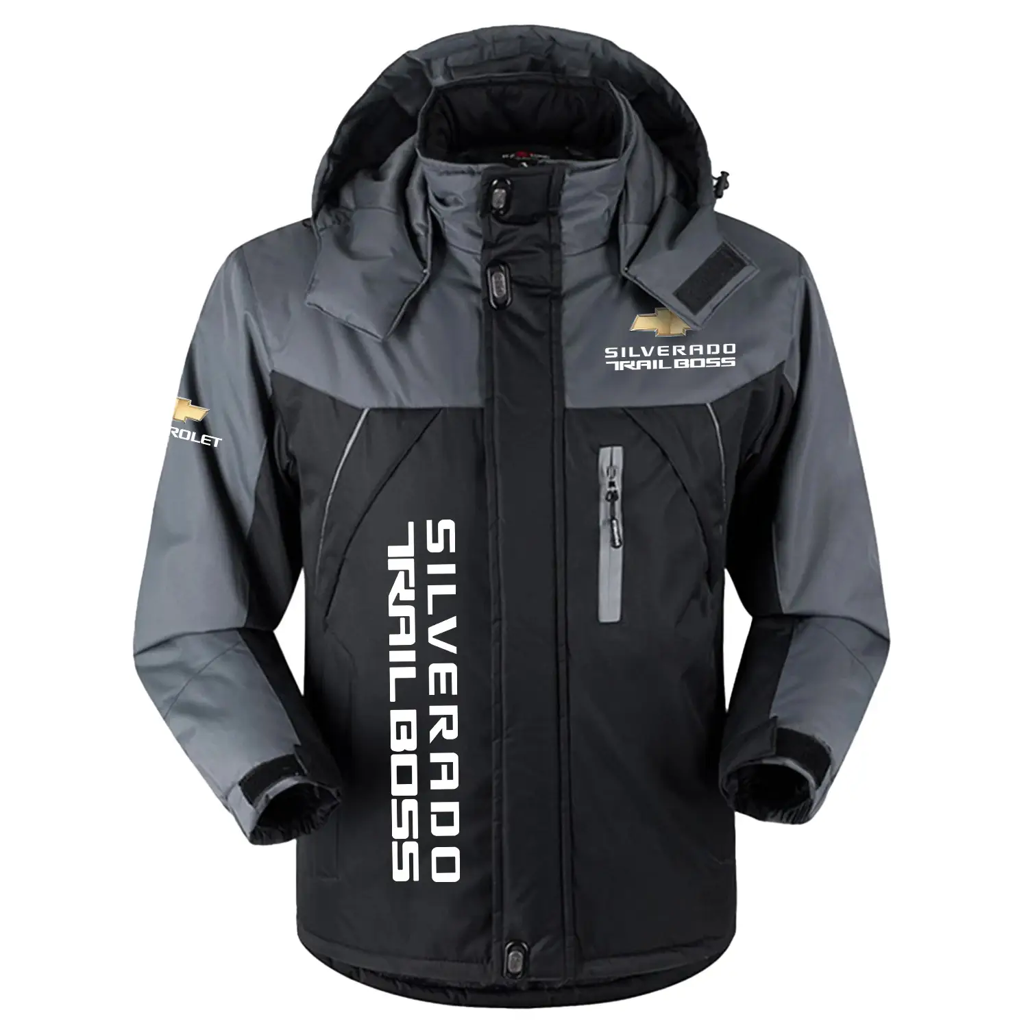 Chevrolet Silverado Exclusive Logo Outdoor Charging Suit Slim Fit Plush Waterproof Windproof Jacket Detachable Hood CARPCS1106CSTZ - Chevrolet Silverado Jacket