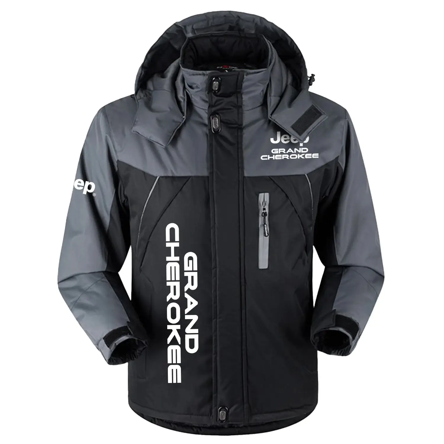 Jeep Grand Cherokee Exclusive Logo Outdoor Charging Suit Slim Fit Plush Waterproof Windproof Jacket Detachable Hood CARPCS1106JGCZ - Jeep Grand Cherokee Jacket