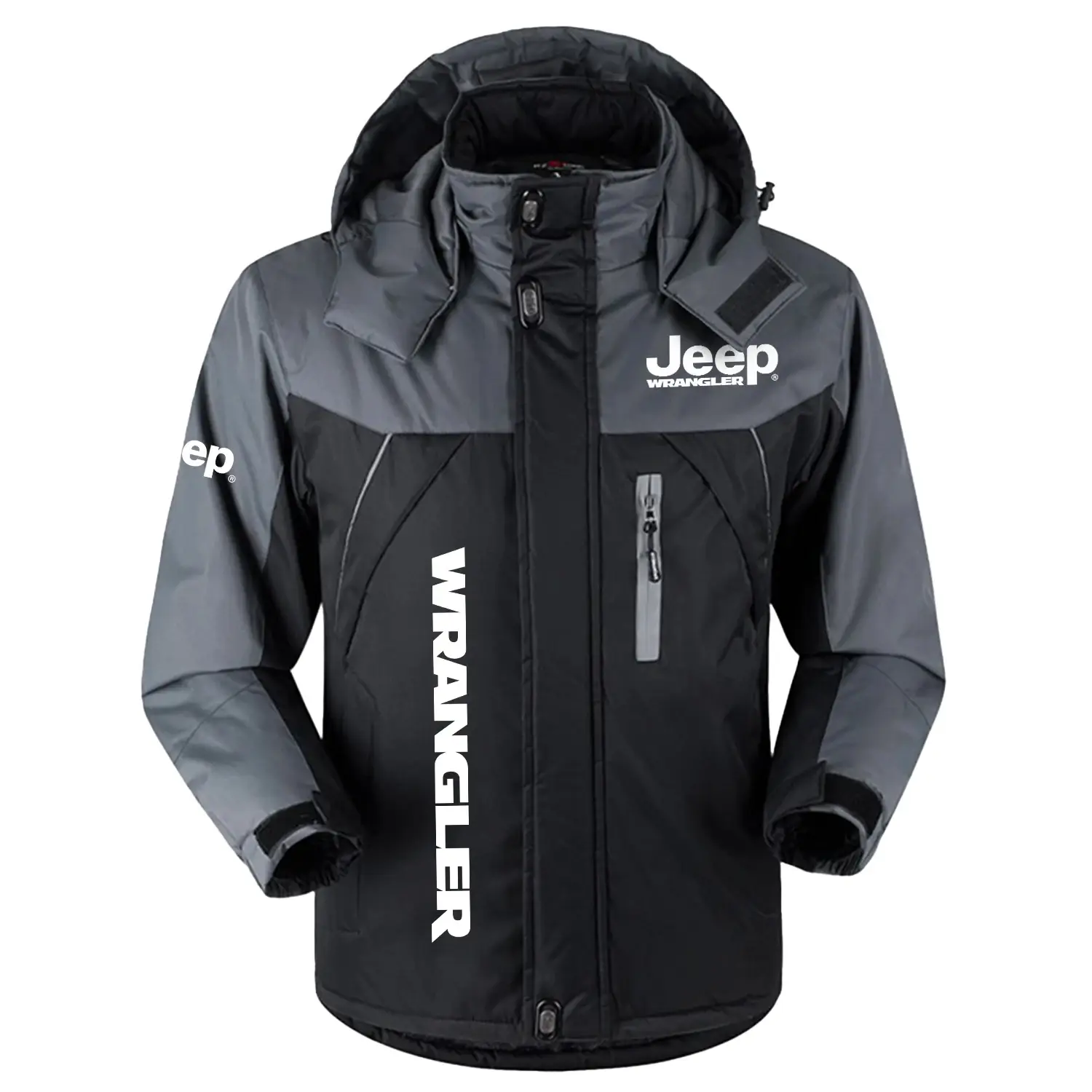 Jeep Wrangler Exclusive Logo Outdoor Charging Suit Slim Fit Plush Waterproof Windproof Jacket Detachable Hood CARPCS1106JWRZ - Jeep Wrangler Jacket