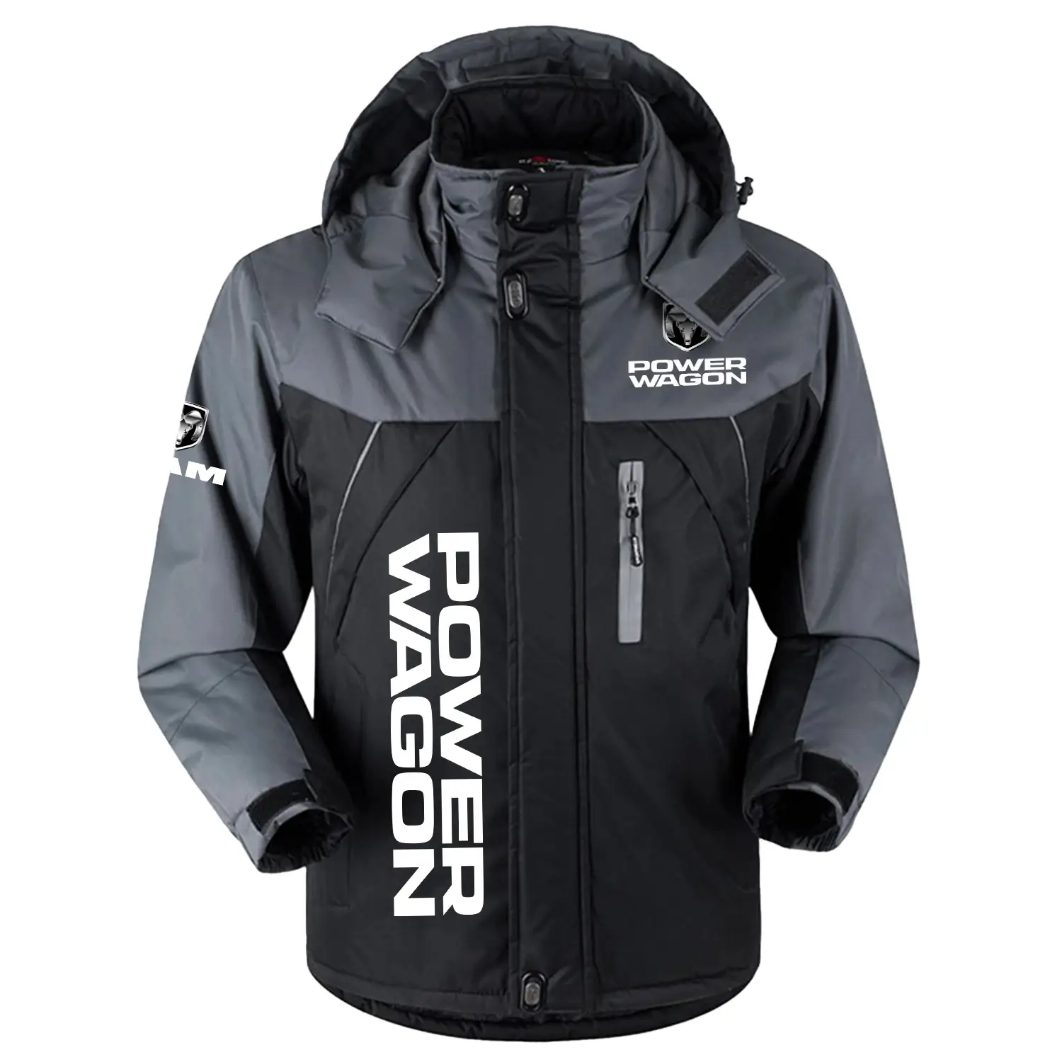 Ram Power Wagon Exclusive Logo Outdoor Charging Suit Slim Fit Plush Waterproof Windproof Jacket Detachable Hood CARPCS1106RPWZ - Ram Power Wagon Jacket