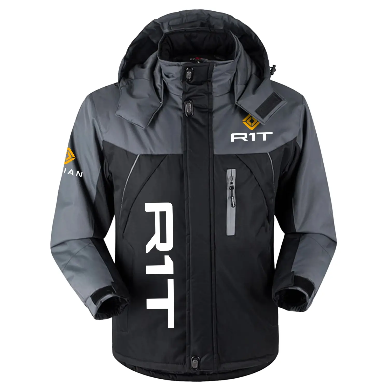 Rivian R1T Exclusive Logo Outdoor Charging Suit Slim Fit Plush Waterproof Windproof Jacket Detachable Hood CARPCS1106RRTZ - Rivian R1T Jacket