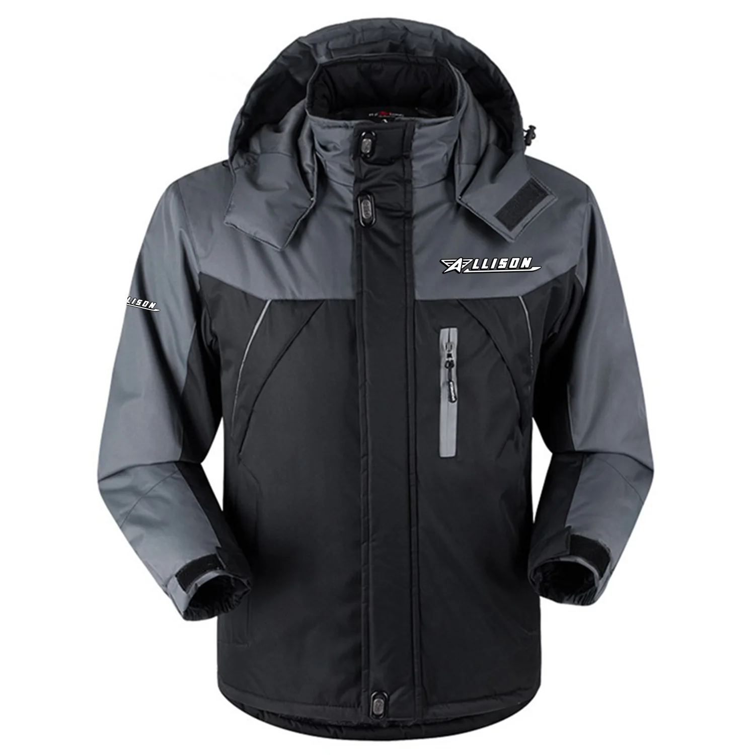 Allison Exclusive Logo Outdoor Charging Suit Slim Fit Plush Waterproof Windproof Jacket Detachable Hood HCPDPCS1409ALZ-B - Allison Jacket