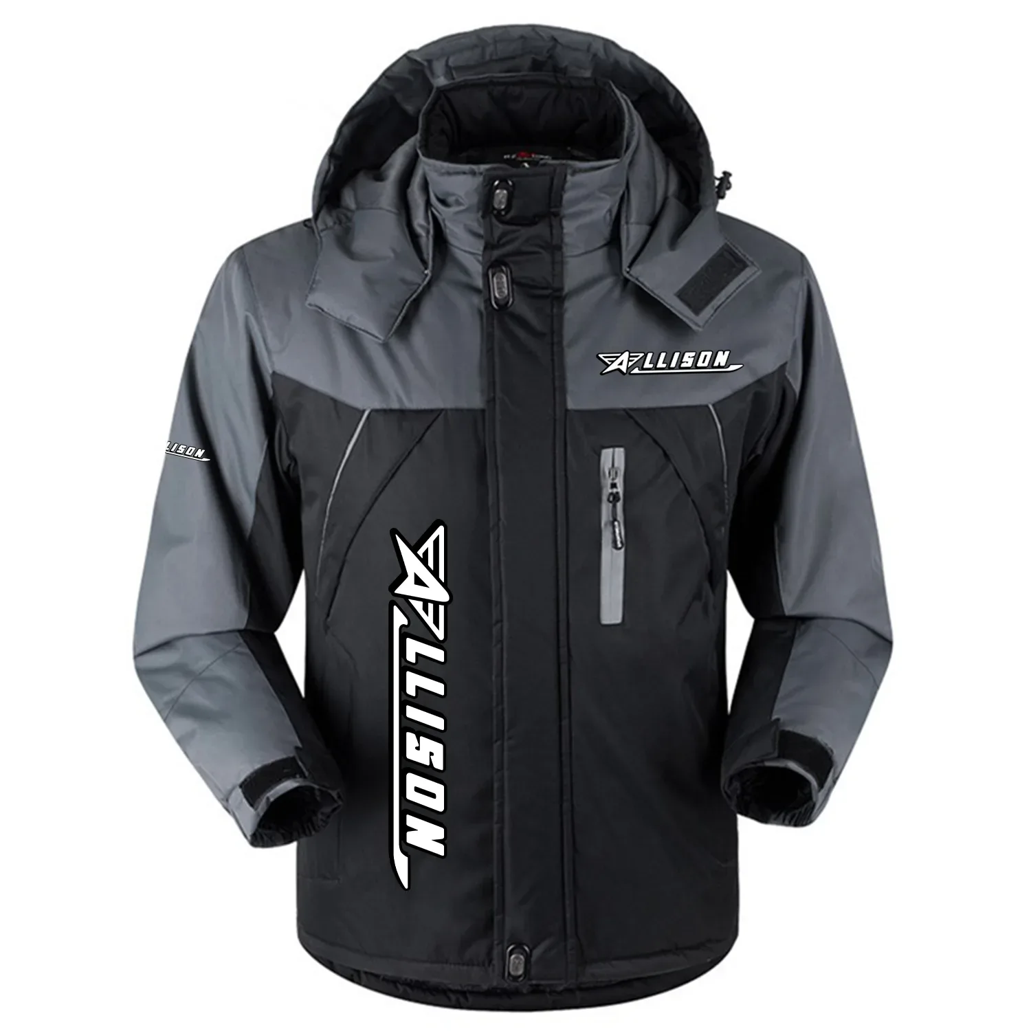 Allison Exclusive Logo Outdoor Charging Suit Slim Fit Plush Waterproof Windproof Jacket Detachable Hood HCPDPCS1409ALZ - Allison Gift