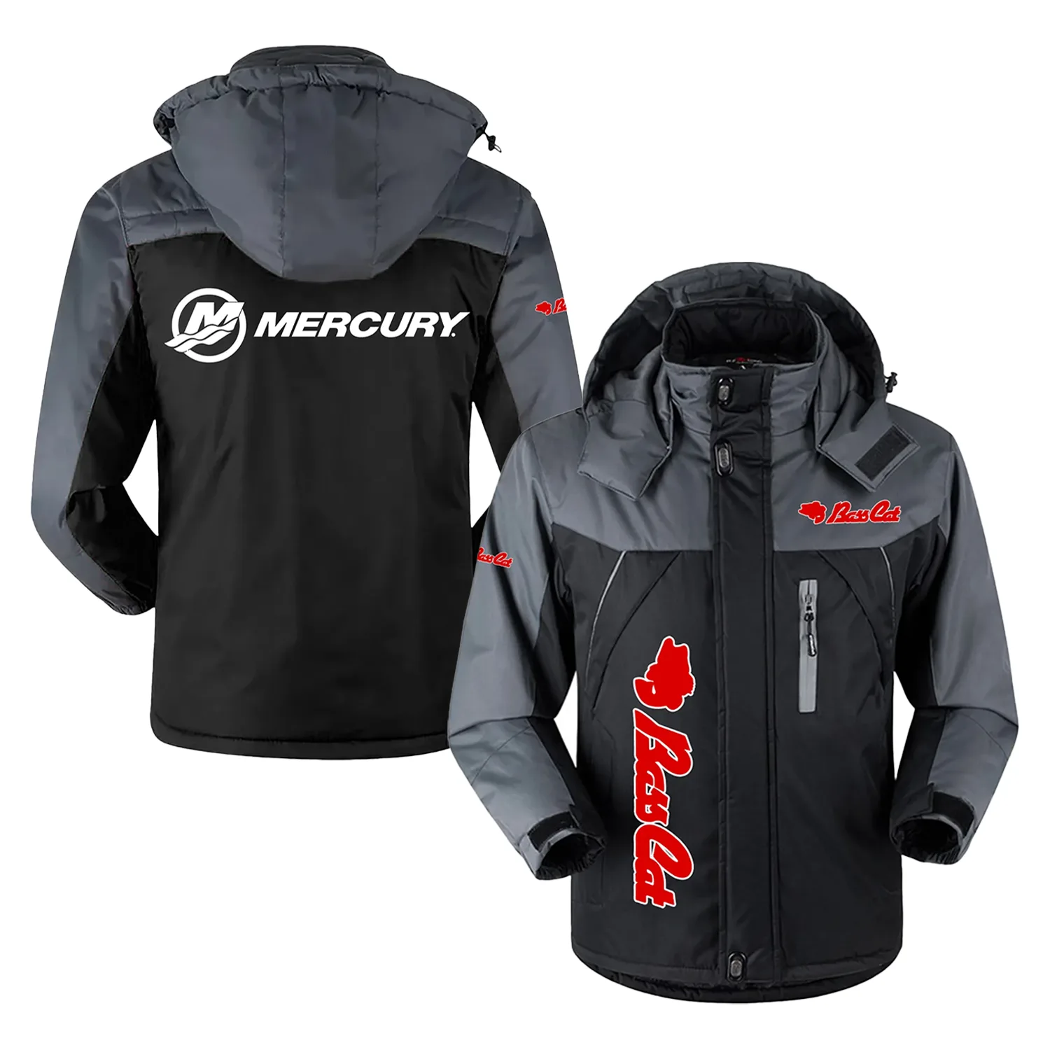Bass Cat Mercury Exclusive Logo Outdoor Charging Suit Slim Fit Plush Waterproof Windproof Jacket Detachable Hood HCPDPCS1409BCM - Bass Cat Mercury Jacket