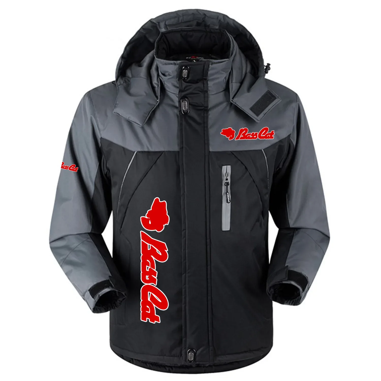 Bass Cat Exclusive Logo Outdoor Charging Suit Slim Fit Plush Waterproof Windproof Jacket Detachable Hood HCPDPCS1409BCZ - Bass Cat Gift